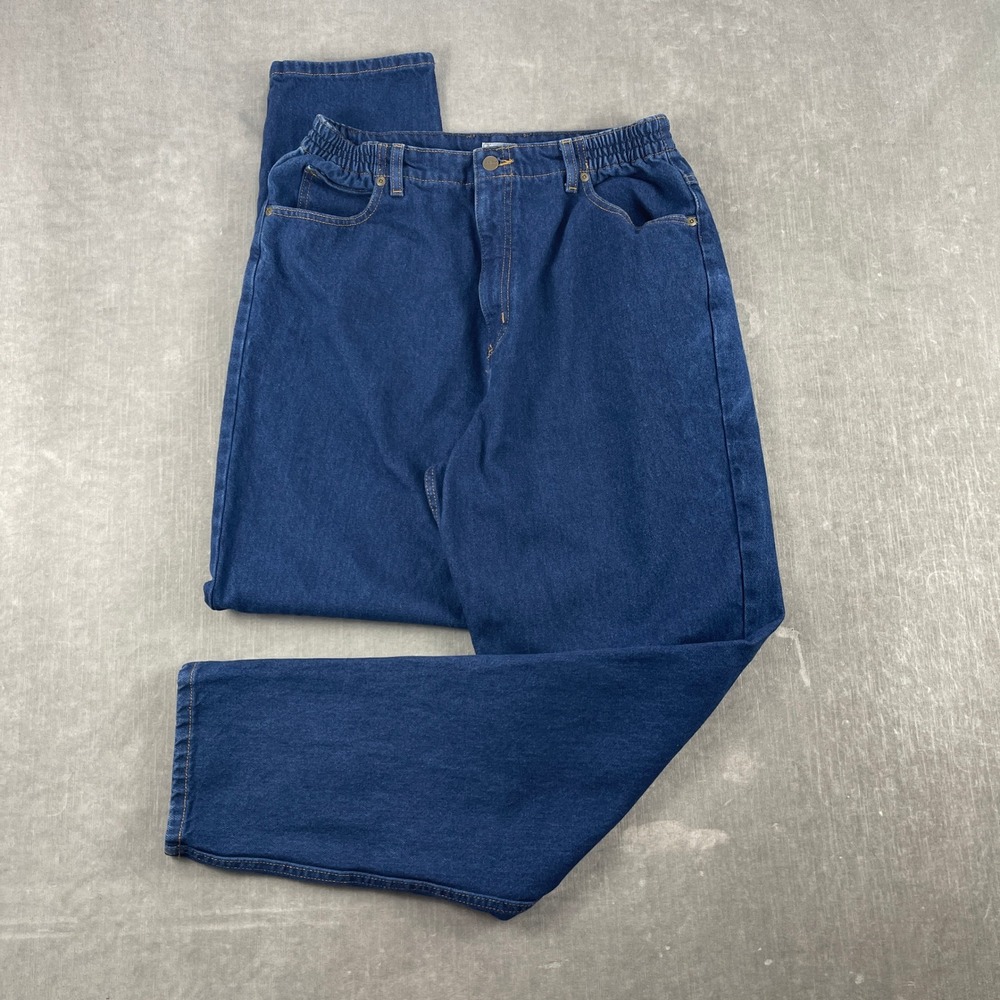 LL Bean Women 16 M/T Blue Jeans Original Relaxed Fit Elastic Waist Denim